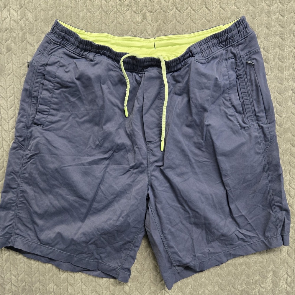 Birddogs Shorts Mens 2XL Long Blue Lined Drawstring Elastic Waist Stretch‎